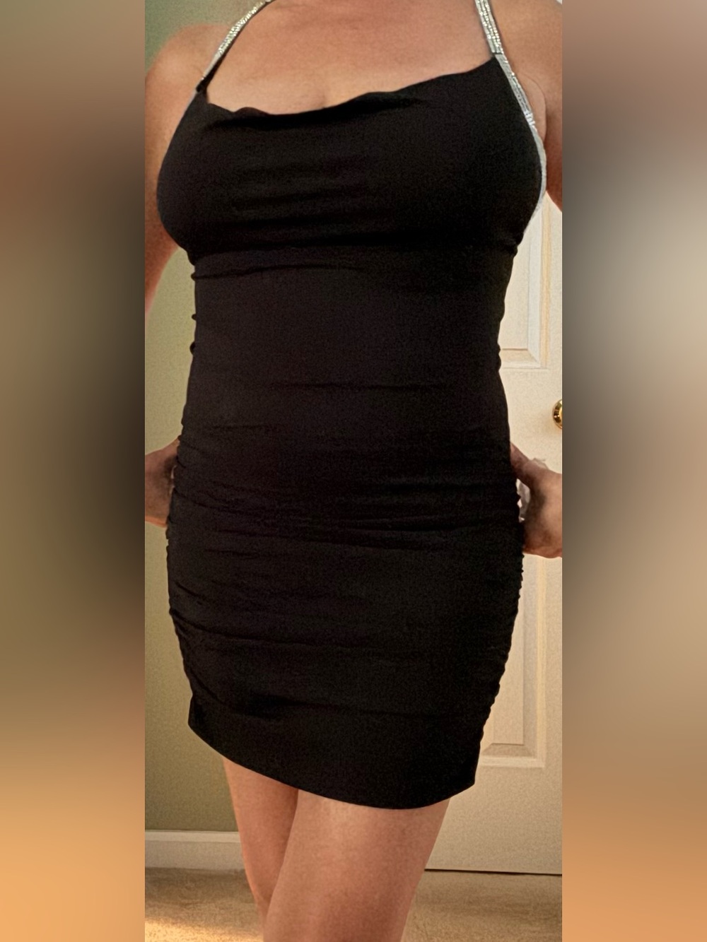 Forever 21 Black Mini Dress with Embellished Straps